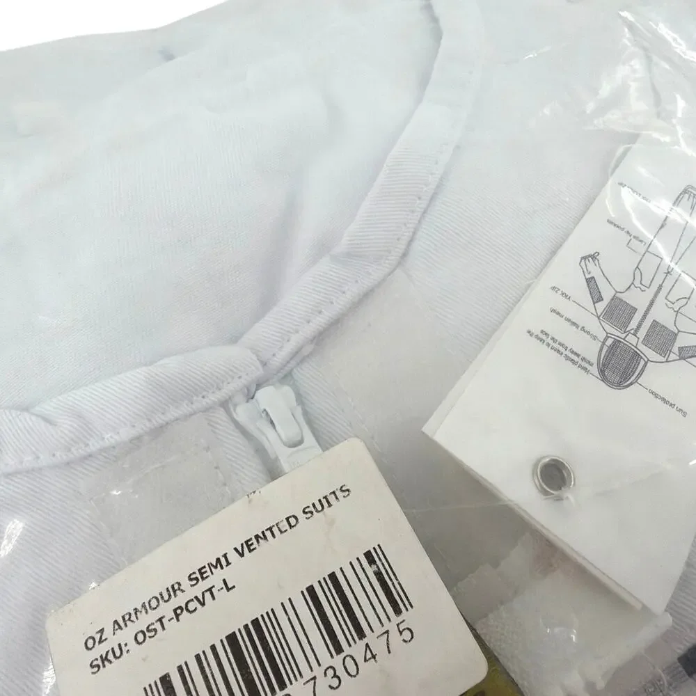 OZ ARMOUR Poly Cotton Semi Ventilated Beekeeping Suit White Size L